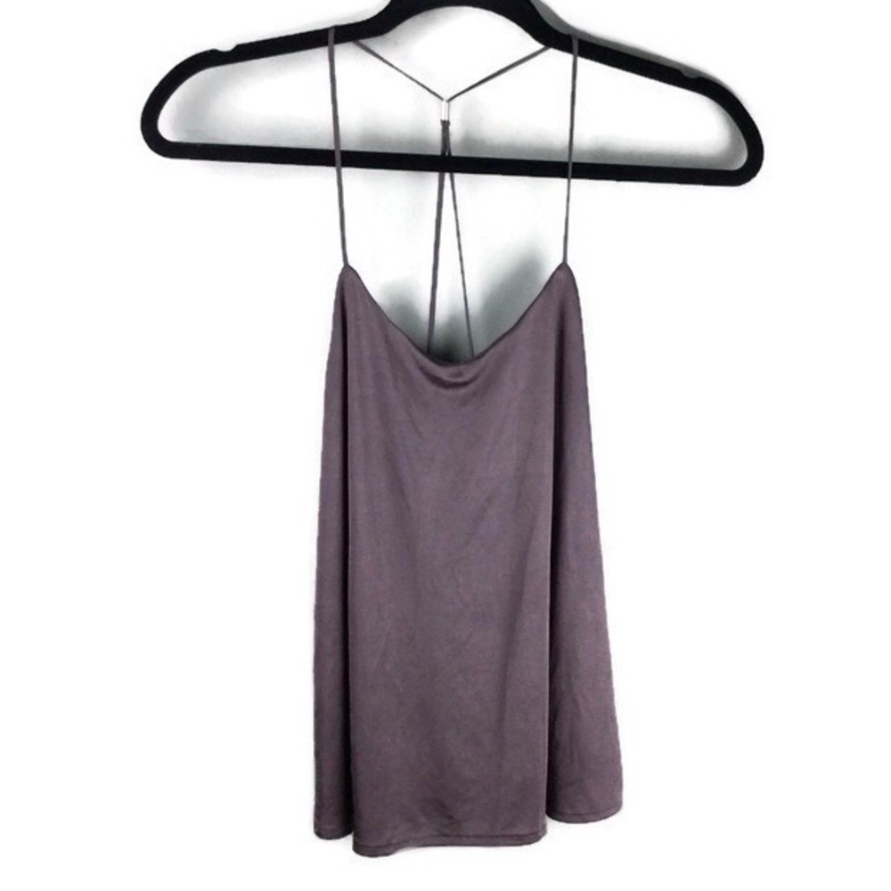 Express Shimmer Strappy Bead Back Flowy Brown Polyester Tank Size XS